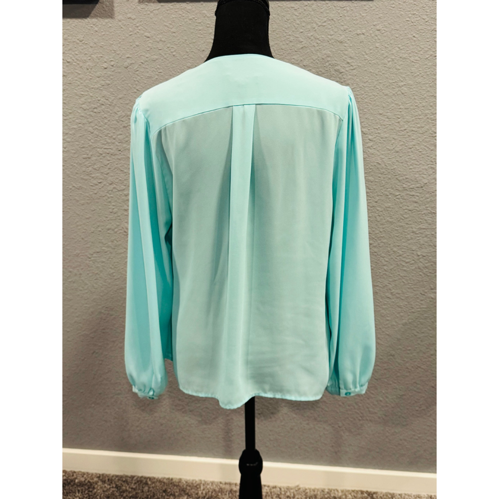 Express Women's Aqua Button-Up Blouse - Size Large - Picture 3 of 8
